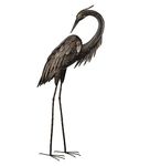 Regal Art &Gift Preening Bronze Heron Standing Art, 43-Inch