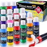 ESSENSON Acrylic Paint Set for Art, 18 Colours 2oz/59ml Bottles, Acrylic Paints Supplies for Artists, Beginners Adults on Canvas Rocks Wood Ceramic Fabric