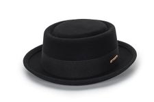 Pork Pie Hat for Men Women, Bowler Church Derby Hat Wool Felt Porkpie Fedora Hats with Ribbon S/M, Black-style 4, M