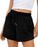 EBANKU Women's Sweat Shorts Casual Summer Running Shorts Gym Comfy High Waisted Athletic Shorts with Pockets Black