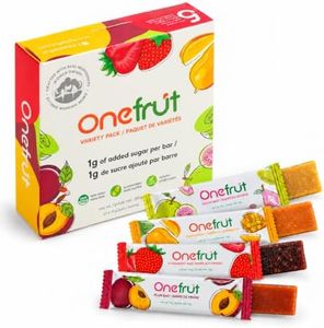 Onefrut Natural Assorted Fruit Snack Bars – Vegan, Gluten-Free, Real Fruit | Assorted Real Fruit Flavors, 5 Ingredients, 1g Added Sugar, No Artificial Flavors, Fruit Snack, 0.5 oz (14 g) x 20