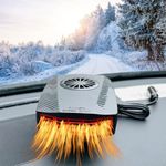 12V Car Heater Fan That Plugs into Cigarette Lighter, 2 in 1 Heating/Cooling Car Heater for Winter, 150W Portable Dashboard Heater for Car, Windshield Defogger & Defroster for All Kinds of 12V Vehicle