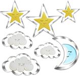 LUBTOSMN Twinkle Twinkle Little Star Cookie Cutter Set-7 Piece-From 3.5" to 1.6"-Cloud, Star, Moon Cookie Cutters for Baby Shower Gender Reveal Birthday Cake Cupcake Party Decorations