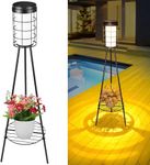 Solar Floor Lamp Outdoor Light with Tripod Plant Stands, 38 inch Waterproof Solar Floor Light for Outdoor Garden, Porch, Courtyard, Backyard, Patio 2Pack