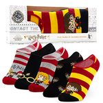 Harry Potter Womens Invisible Socks, Soft Stretchy No Show Socks - Womens Gifts (Black/Red)