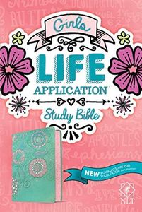 NLT Girls Life Application Study Bible (LeatherLike, Seafoam Teal/Pink Flowers)