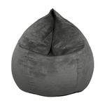 Dojo Teardrop Bean Bag Chair (Filled) - Plush Ultra Sofa Giant Bean Bag for Adults, Teens, Kids - Double Stitched, Easy to Clean - Grey Velvet, 35''x43''