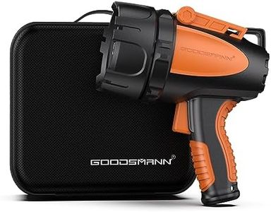 GOODSMANN Rechargeable Spotlight Waterproof Flashlight 4500 Lumen Handheld Searchlight Hunting Light with EVA Carrying Case USB Adapter Car Charger 9924-H101-02