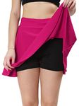 N-Gal Women Skorts Skater Mini Skirt with Attached Inner Short_Magenta_M