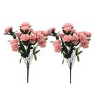 Fourwalls 48cm Tall Artificial Carnation Bunch (Set of 2, 14 Heads, Light Pink)