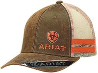 Ariat Men's Oil Corner Side Stripe Mesh Baseball Cap, Brown, One Size