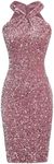 GRACE KARIN Women Sequin Dress Short Prom Evening New Years Sparkly Gray Pink Velvet Sequin XXL