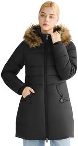 Orolay Winter Coats Women Long Puffer Jacket Windproof Warm Down Coat Parka with Faux Fur Hood, Black,3X-Large