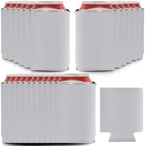 LUCKIPLUS Black Beer Can Coolers Neoprene Can Sleeves Collapsible Insulated Coolers Bulk 12 Packs, 25 Packs (50, White)