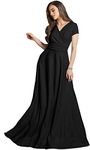 koh koh Plus Size Womens Long Cap Short Sleeve V-Neck Flowy Cocktail Slimming Summer Sexy Casual Formal Sun Sundress Work Cute Gown Gowns Maxi Dress Dresses, Black 2XL 18-20