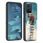 BFUKVOU for Moto G Stylus 5G 2023 Case,Dual Layer Hybrid (Magnetic Mount Friendly) Shockproof Drop Protection Impact Phone Cover Case for Motorola Moto G Stylus 5G 2023,Elephant on Wooden Ladder