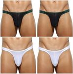 Casey Kevin Men's Sexy Breathable Mesh G-Strings Thong Bulge Pouch Tagless Underwear,4 Pack-Mutilcolor