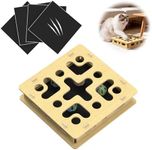 EIODEAR Cat Nail File Scratcher Box with 5 Sandpaper Pads & 4 Bell Balls, Sturdy Wood Cat Nail Scratcher to File Nails, Cat Toy Filer Toy for Treat-Motivated Cats, Included Silicone Security Rings