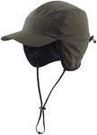 Decentron Waterproof Mens Winter Hats with Brim Fleece Earflaps Hat Warm Baseball Cap Army Green