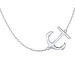 DAOCHONG S925 Sterling Silver Jewelry Sideways Anchor Choker Necklace for Women Gifts, 15 inch to 18 inch