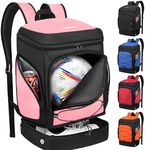 Ciihars Soccer Backpack,Soccer Bag with Ball Holder, Includes Separate Cleat Shoe and Ball Compartment Sport Equipment Bags Fit Basketball Volleyball Football (hot pink)