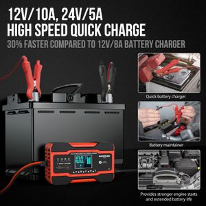 10-Amp Smart Car Battery Charger – Automatic 12V/24V Maintainer