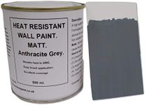 1 x 500ml Matt Anthracite/Dark Grey Heat Resistant Wall Paint. Wood Burner Stove Alcove. Brick, Concrete, Plaster, Cement Board, Rendering, Metal, Timber etc.