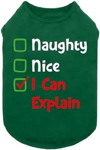 Fitwarm Naughty or Nice Christmas Dog Shirt, Dog Christmas Outfit for Small Dogs Boy Girl, Funny Doggy Tshirt, Pet Outfit, Green, Red, White, XXL