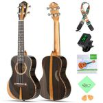 Hricane Concert Ukulele Ziricote 23 Inch Professional Hawaiian Ukuleles for Beginners with Gig Bag Strap Strings Sets