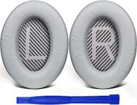 SoloWIT Replacement Earpads Cushions for Bose QuietComfort 35 (QC35) & Quiet Comfort 35 II (QC35 ii) Headphones, Ear Pads with Softer Lambskin, Noise Isolation Foam, Added Thickness (Brilliant Grey)