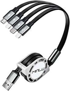Cavo di ricarica multiplo da 1,2m Cavo di ricarica rapida USB retrattile 4A 4-in-1 con doppie 2 IP/Tipo C/Micro USB per telefono 13/12/Xs/Xr/X/8/7/6/se/Huawei/Samsung Galaxy/Pixel/Sony/Xiaomi/LG/HTC