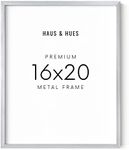 HAUS AND HUES 16x20 Silver Picture Frames - Metal Poster Display Frame, 16x20 Picture Frames for Wall, 16x20 Poster Frames for Wall, 16x20 Inch Picture Frame (Silver Aluminum Frame)