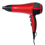 Red Hot 37060 2200W Professional Hair Dryer/Removeable Nozzle / 3 Heat Settings, 2 Speed Settings & Cool Air Mode/Salon Quality/Red Coloured