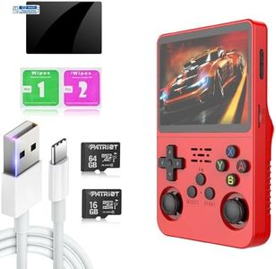 R36S Handheld Retro Gaming Console Linux System 16+64G TF Card, Preloaded with 15000+ Games, Portable Video Game Console 3.5-inch IPS Screen (red)