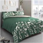 GC GAVENO CAVAILIA Forest Bedding Set, Reversible Leaves Pattern Duvet Cover Set, Cosy Botanical Quilt Cover With Pillowcases For Kids Teens Adults, Double, Dark Green