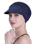 Cotton Newsboy Beanie for Cancer Women Stylish Cap Summer Picnic Headwear for Hair Loss Navy