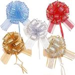 WildWave 20 Pieces Pull Bow Mixed Color Large Organza Present Wrapping Pull Bow with Ribbon for Wedding Present Baskets (Multicolored)