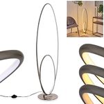 LED Floor lamp Harpeth, dimmable Floor lamp in Grey/White, 2 Rings, Height 112 cm, 35 Watt, max. 3700 Lumen, 3000K, dimmable via Foot Switch