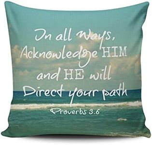 Fanaing Aqua Turquoise White Bible Verse Quote Ocean Pillowcase Home Sofa Decorative 26x26 inch European Throw Pillow Case Decor Cushion Covers One-Side Printed