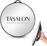 TASALON Unbreakable Barber Mirror - Hand Mirror with Handle for Hair Stylist, Beauty Salon, Handheld Salon Mirrors for Men, Women, Barber Supplies, Round Black Hand Held Mirror with Hanging