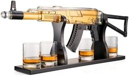 Gun Whiskey Decanter Set - Limited Edition, Silencer Stopper - 710 ml & 4 10.5oz Glasses - Unique Gift - Drinking Party Accessory, Handmade Gun Liquor Decanter, Tik Tok Gun Decanter, Dad Gift