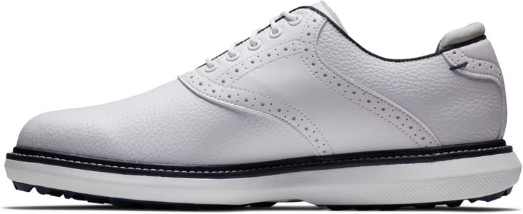 FootJoy Men’s Spikeless Golf Shoes, White/Navy – Wide Fit, Size 9 UK