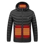 Hoodie Heated Jacket with 9 Heating Zones,Warming Electric USB Heating Down Jackets for Women Men Thermal Body Warmer Lightweight Heated Coat Winter Warm Outwear for Outdoor Skiing Hunting Motorcycle