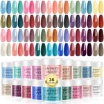 Lavender Violets 36 Colours Dip Nails Powder Starter Kit Blue Green Pink Red and Purple All Seasons Glitter Dipping Nail Powder Set for Beginners and Professionals DIY Manicure M956