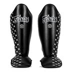 Fairtex SP5 Muay Thai Shin Guards for Men, Women, Kids | Shinguards are premium, Lightweight & Durable | Extended Protection to avoid shin splints during training or sparring - Large,Black