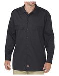 Dickies Men's Long Sleeve Flex Twill Work Shirt, Black V1, XX-Large