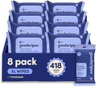goodwipes Flushable Wipes Bulk Pack, Cedar Adult Wet Wipes for Women & Men, Sewer & Septic Safe, Toilet & Bathroom Essentials, Extra Large, 418 Count (8 Packs and 1 Travel Pack)