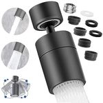 Kitchen Tap Spray Head, 360° Swivel Spout Kitchen Sink Tap, Tap Faucet Attachment Spray with 2 Functions Modes, Replacement Tap Aerator Sprayer Accessories, Universal Tap Adapter Attachment (Black)