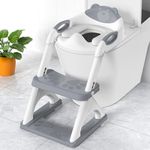 SKYROKU Potty Training Seat for Toddlers – 2-in-1 Adjustable Potty Ladder with Step Stool, Anti-Slip Cushion, Splash Guard & Extra-Wide Pedals, Supports 200+ lbs, Ideal for Boys & Girls (Pink)