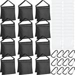 12 Packs Photography Weight Bags Photo Studio Filled Weight Bag Empty Heavy Sandbag Set for Photography Tripod Stand Light Stand Sports Outdoor Photo Video Studio Boom Brackets (Black)